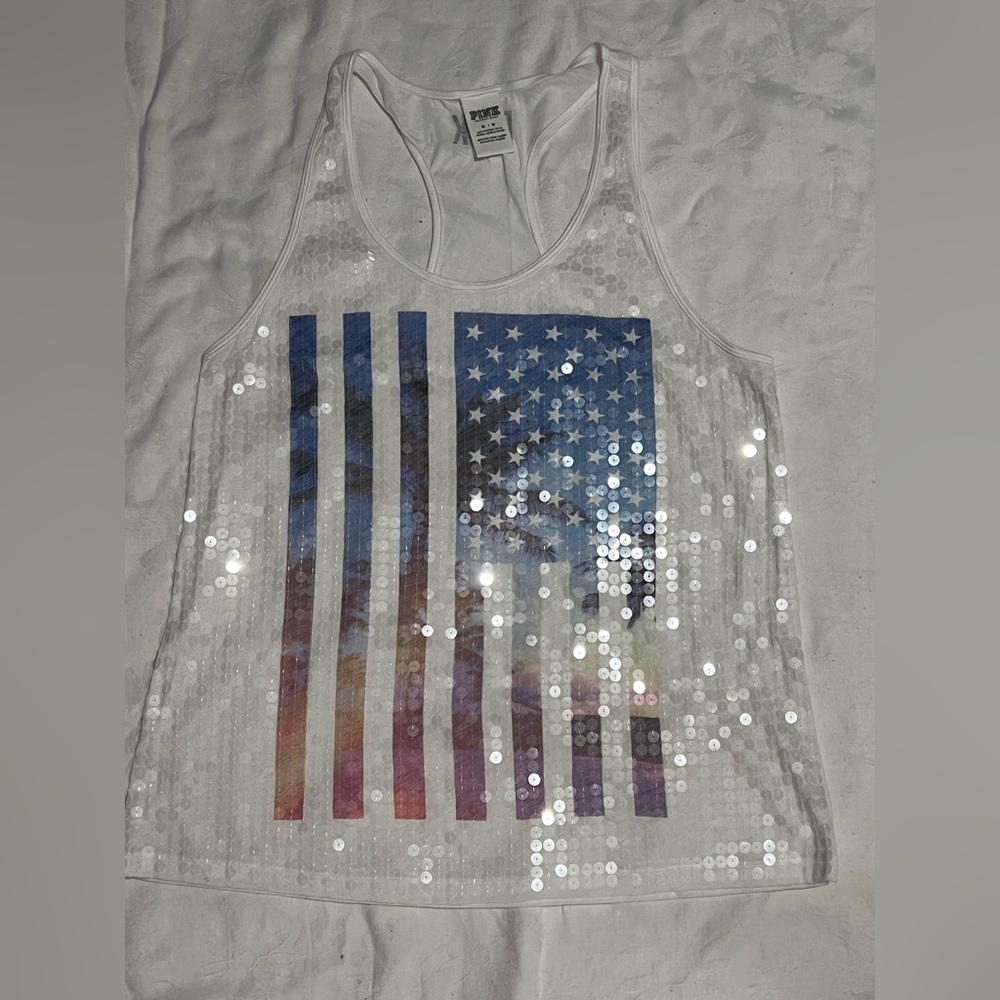 PINK Victoria's Secret White Sequin Tank Top